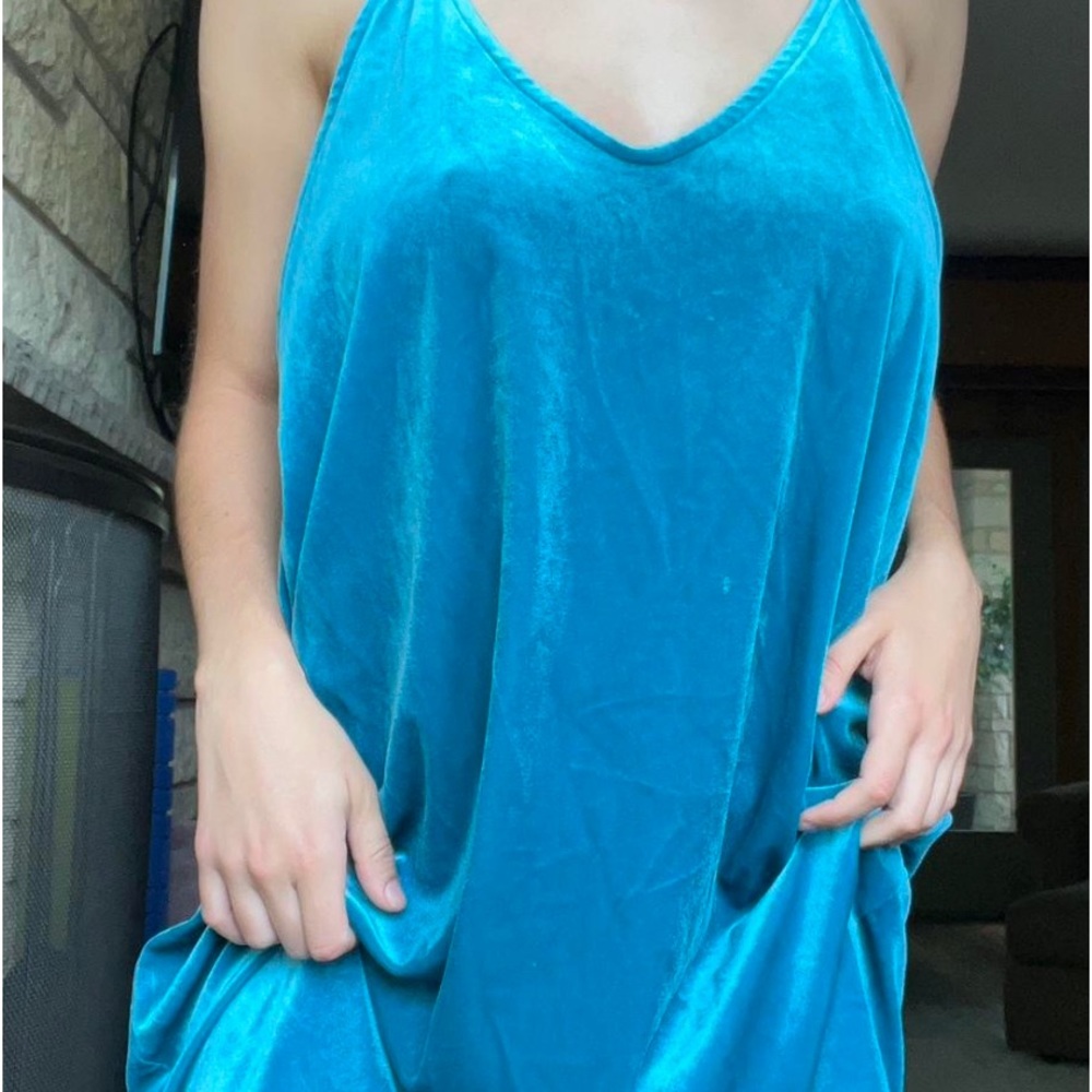 Suede Blue Dress racer back
